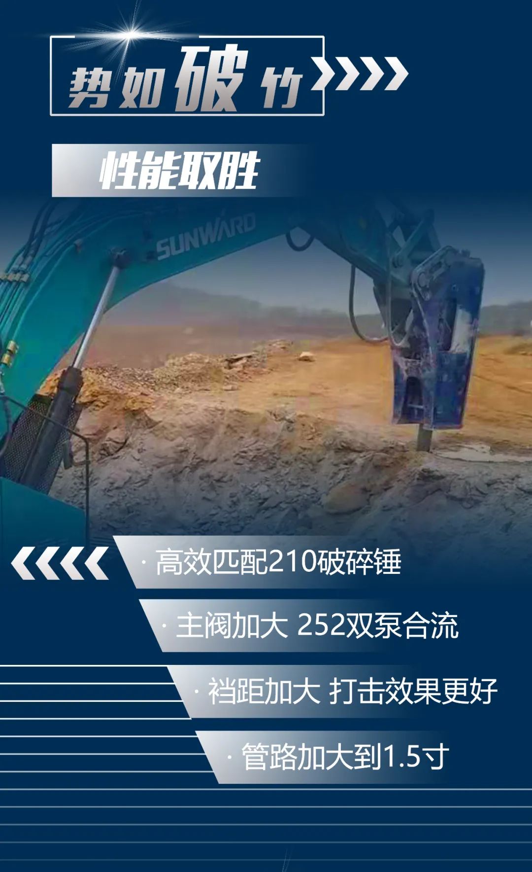 一图读懂 | 又一矿山沉载施工利器！3868la银河总站智能SWE650FB破碎锤沉磅亮相