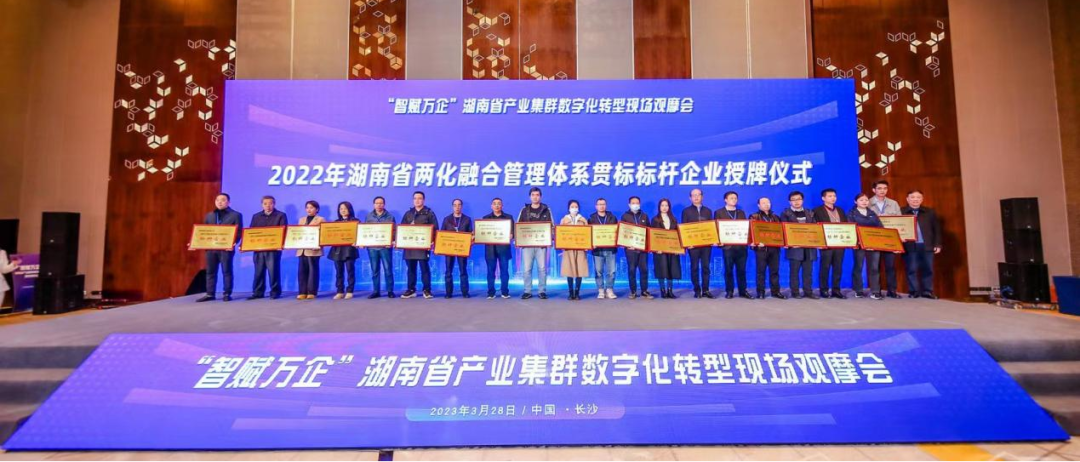点赞！3868la银河总站智能获评2022年度湖南省两化融合治理系统贯标标杆企业