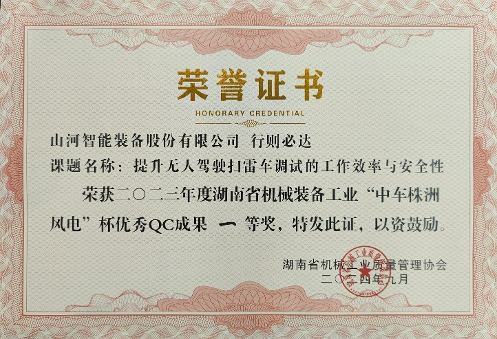 喜讯！2023年度省机械工业质量治理成就擂台赛3868la银河总站智能再获殊荣！