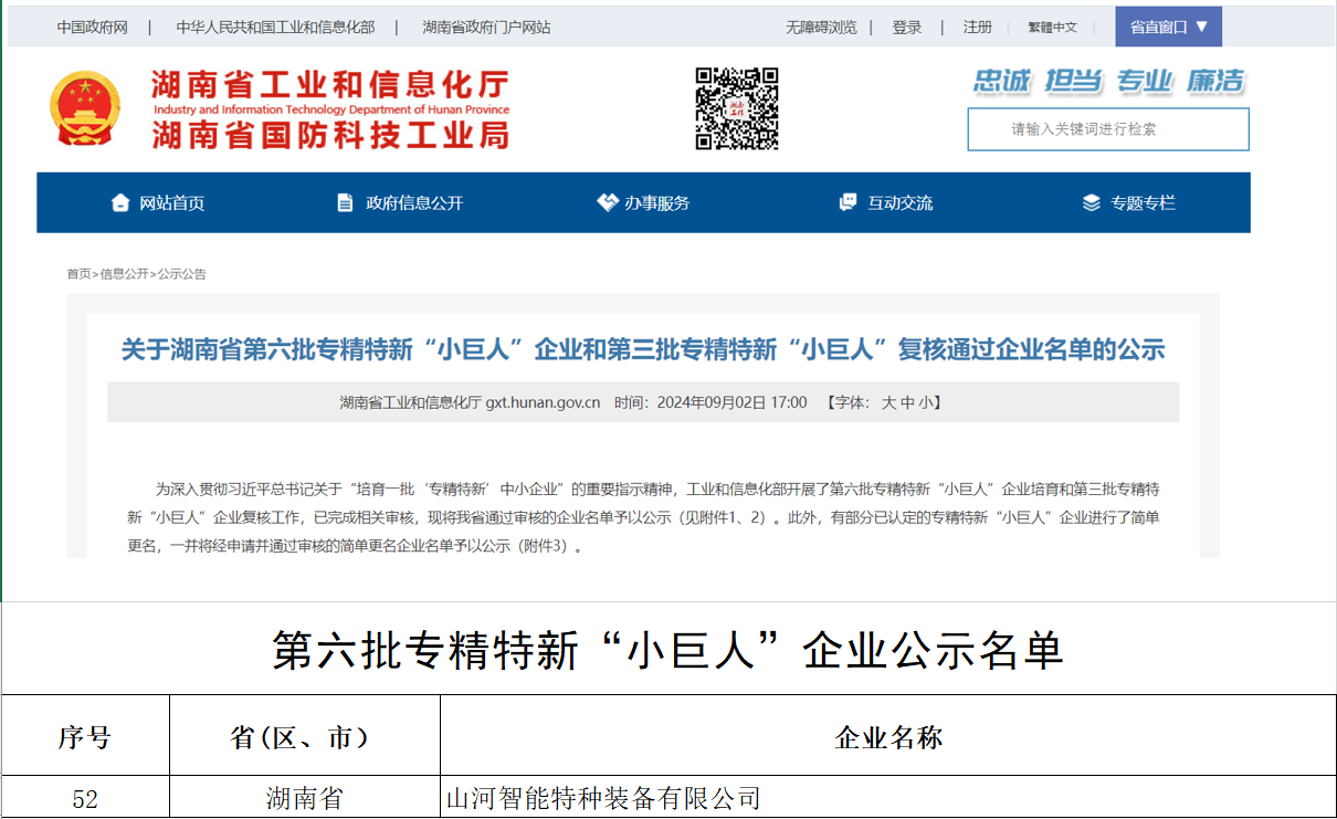 国度技单颁布！3868la银河总站智能特种设备有限公司获批第六批专精特新“幼巨人”企业！
